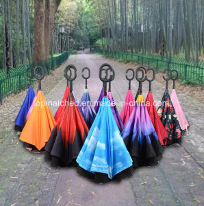 New Invention Upside Down Inverted Reverse Umbrella with C Handle